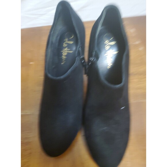 COLE HAAN Nikeair Black Suede Side Zip Stiletto Ankle Boots Booties Sz 6.5 B - Picture 2 of 6